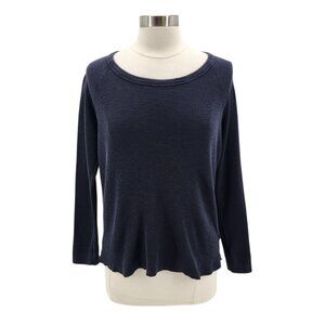 James Perse Standard Womens Large / 3 Top Waffle Knit Black Thermal Long Sleeve